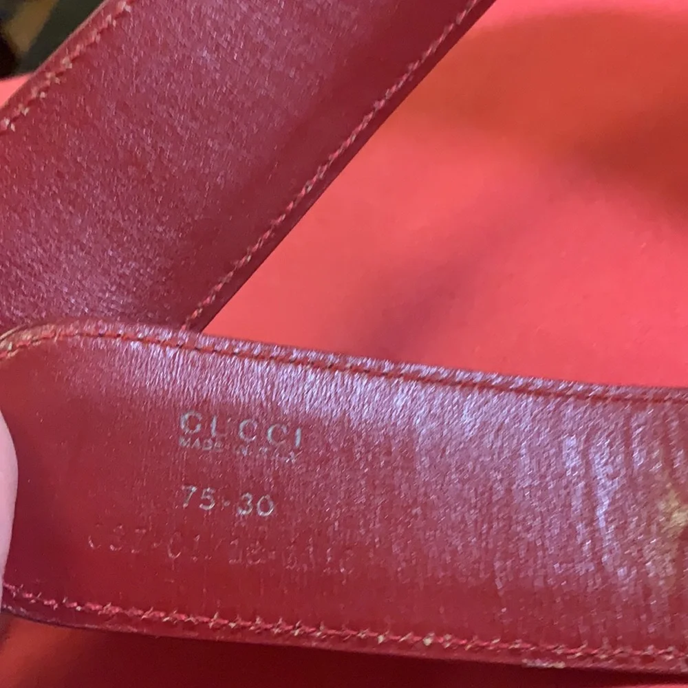 🔥 Stunning Iconic Gucci‎ Red Leather & Gold GG Belt Vintage Gucci 75/30